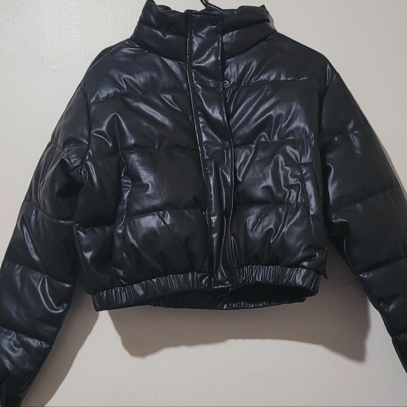 Faux leather bomber jacket. - Picture 3 of 6